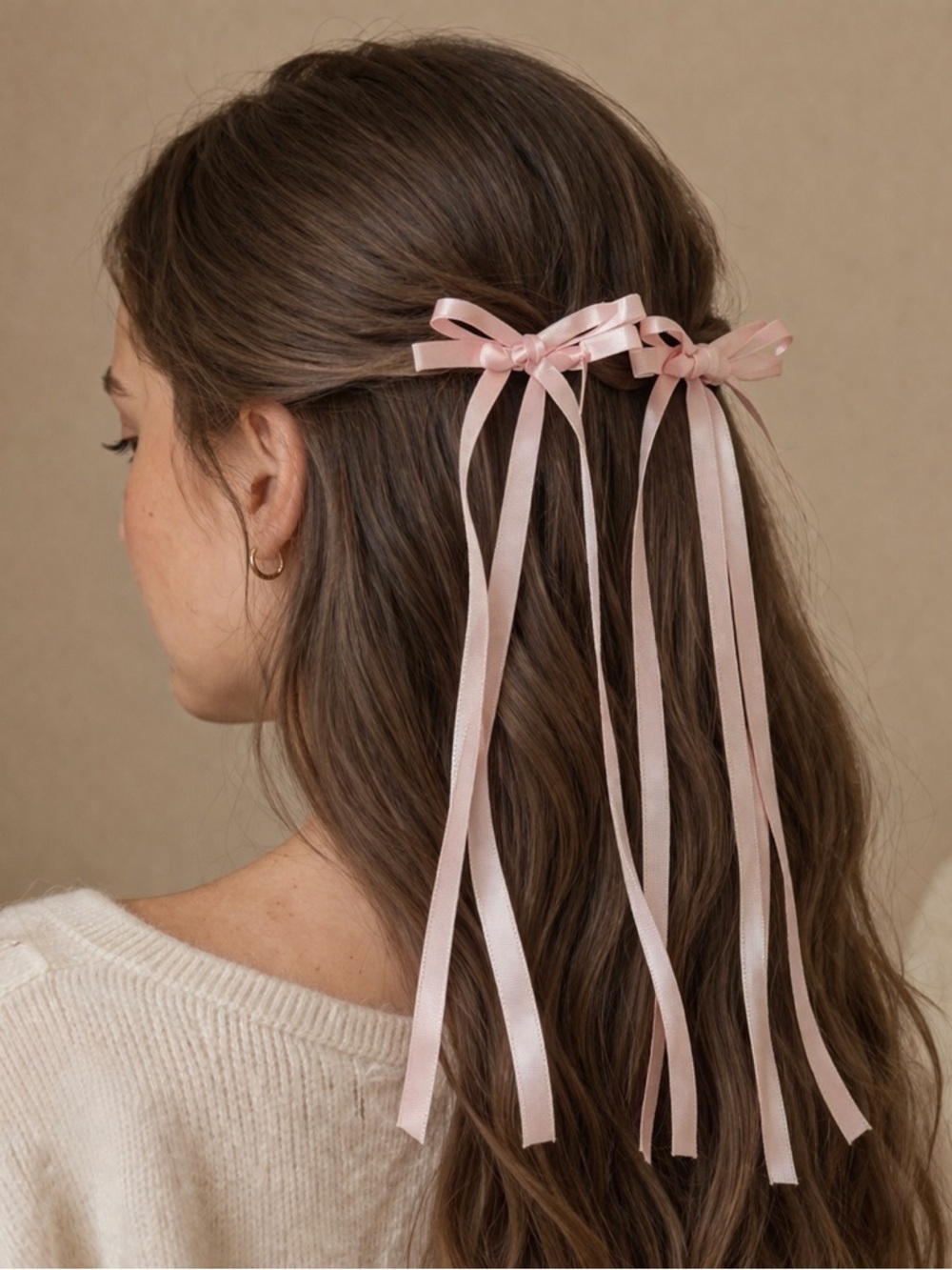 Light Pink Hair Bows with Clips Attached - Set of 2